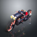 Vintage Motorcycle with Dual Headlights Red Seat Spoked Wheels Retro Mechanical Design and Reflective Surface