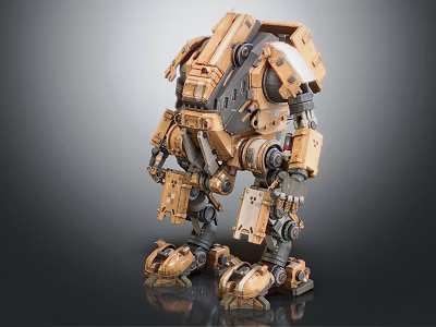 Standing Intelligent Machine Featuring Detailed Mechanical Structure Metallic Armored Design And Articulated Joints 3d model