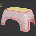 White Plastic Stool Featuring Simple Curved Design And Stable Base For Home Use 3d model