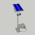 Efficient Solar Powered Outdoor Lighting System With Panel And Base Storage Box 3d model
