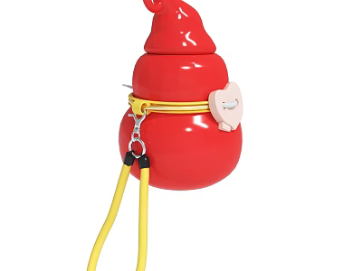Red Cone Shaped Hanging Decor With Yellow String And Pink Ornament 3d model