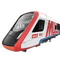 Modern Electric Passenger Train Featuring Red Blue Accents White Body And Roof Pantograph