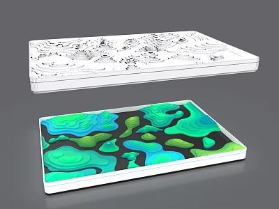 Decorative Trays Featuring Topographic Patterns Black White And Colorful Design 3d model