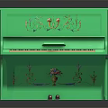 Green Decorative Piano With Painted Floral Art And Musical Design Elements