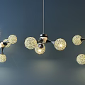 Elegant Crystal Chandeliers With Spherical Bulbs And Warm Light On Deep Blue Background