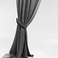 Gray Curtains With Elegant Fabric And Modern Tieback Design In White Background