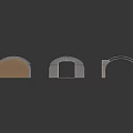 Gray Arc Shaped Wooden Furniture Pieces With Small Arch Structures In Multiple Styles