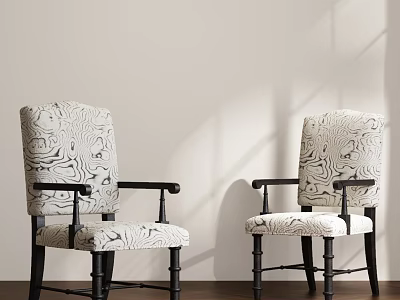 Stylish Accent Chair With Black Marbled Upholstery Black Wooden Frame Light Wall Wooden Floor 3d model