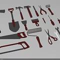 Essential Hardware Tools Including Hammers Saws Shovel Scissors Wrench And Paint Roller For DIY Projects 3d model