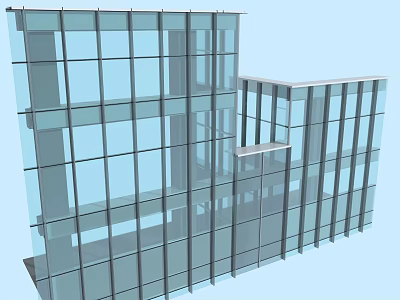Architectural Components Of Modern Building Glass Curtain Wall With Transparent Panels And Metal Frame Structure 3d model