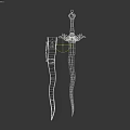 Ornate Historical Sword With Engraved Blade Intricate Hilt And Decorative Scabbard