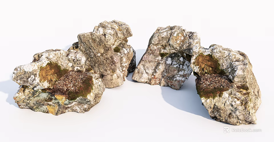 Natural Stone And Wood Elements With Rustic Textures For Decor Projects 3d model