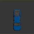 Blue Double Cab Pickup Truck Featuring Roof Rack Antenna And White Display Board