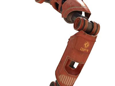Smart Machine Red Industrial Robotic Limb Featuring DFLY Logo And Mechanical Design 3d model