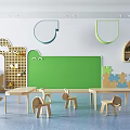 Modern Children's Tables and Chairs Kindergarten Tables and Chairs Background Wall 3d model