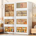 Modern Multi Layer Storage Cabinet With Transparent Doors Organizing Clothes Toys And Snacks In Bedroom
