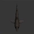 Realistic Brown Shark Model With Open Mouth Sharp Teeth And Textured Fins
