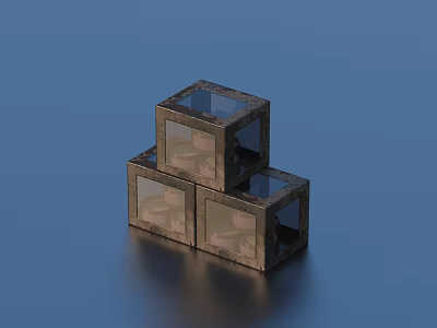 Cube Shaped Storage Boxes With Transparent Glass Fronts And Stackable Design For Home Use 3d model