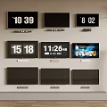 Multiple Wall Mounted TVs Displaying Time And Different Screens With Speakers 3d model
