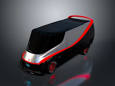 Futuristic Concept Vehicle With Black Silver Body Red Accents And Streamlined Design 3d model