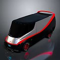 Futuristic Concept Vehicle With Black Silver Body Red Accents And Streamlined Design