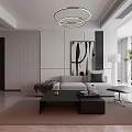 Modern Dining Living Room Interior Design With Round Table Chairs And Pendant Lighting