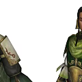 Ancient Chinese Game Movie Characters In Traditional Ornate Costumes With Green White Outfits