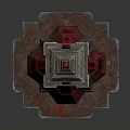 Multi Tiered Stone Tower Architectural Design With Red Glowing Sections And Gray Structure