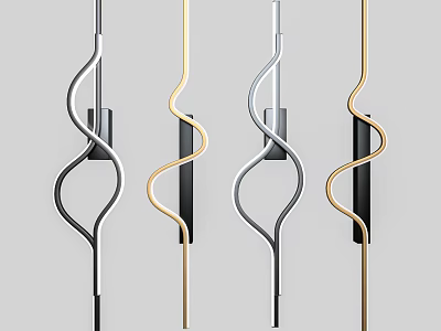 Modern Spiral Design Wall Lamps With Silver And Gold Metal Finish 3d model