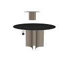 Modern Minimalist Dining Table Set With Cylindrical Metal Legs And Round Tabletop