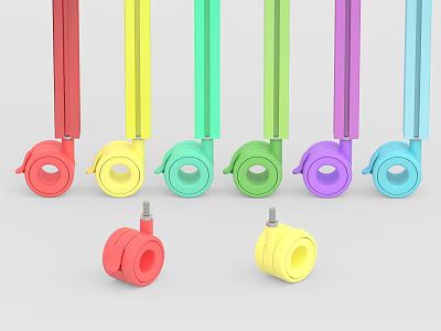 Colorful Retractable Lanyards Made Of Plastic With Round Design And Multicolor Options 3d model