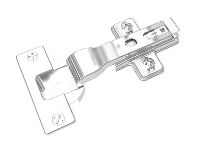 Stainless Steel Cabinet Door Hinge With Mounting Plates And Screw Holes 3d model