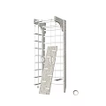 Wooden Kids Play Equipment With White Hanging Rings And Climbing Frame Structures