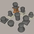 Collection Of Various Structural Components With Unique Designs And Bases 3d model