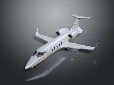 Modern Silver Private Jet With Streamlined Body Twin Engines And Reflective Surface 3d model