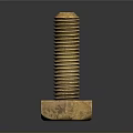 Brass Colored Hexagonal Head Threaded Shaft Metal Bolt Industrial Hardware Component With Reflection