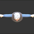 Elderly Man 3D Character Model With Glasses Sweater Vest And Outstretched Arms