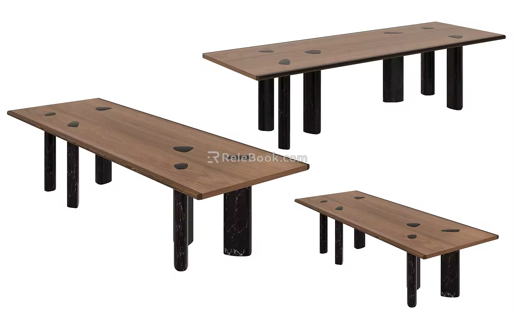 Italian Minimalist Solid Wood Dining Table Black Walnut Solid Wood Dining Table Designer Marble Dining Table Italian Walnut Solid Wood Dining Table Nordic Post-modern Dining Table 3d model