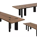 Italian Minimalist Solid Wood Dining Table Black Walnut Solid Wood Dining Table Designer Marble Dining Table Italian Walnut Solid Wood Dining Table Nordic Post-modern Dining Table 3d model