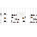 White Display Shelves With Various Colored Bags Neatly Arranged In Retail Showcase