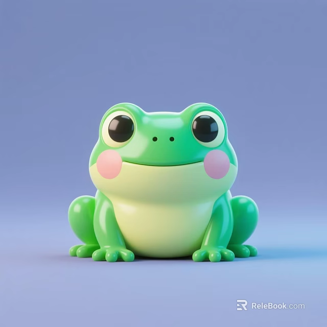 Cute Green Frog Electric Toy with Big Eyes and Pink Cheeks for Kids 3d model 