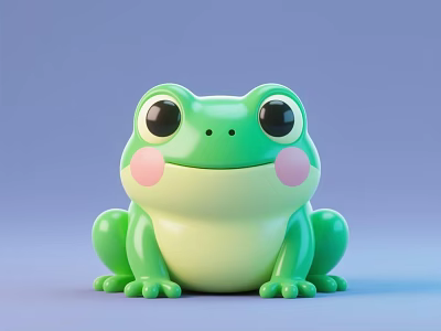 Cute Green Frog Electric Toy with Big Eyes and Pink Cheeks for Kids 3d model