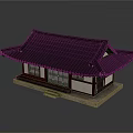 Ancient Architecture Model With Traditional Black Tiled Roof Wooden Structure And Stone Pedestal 3d model