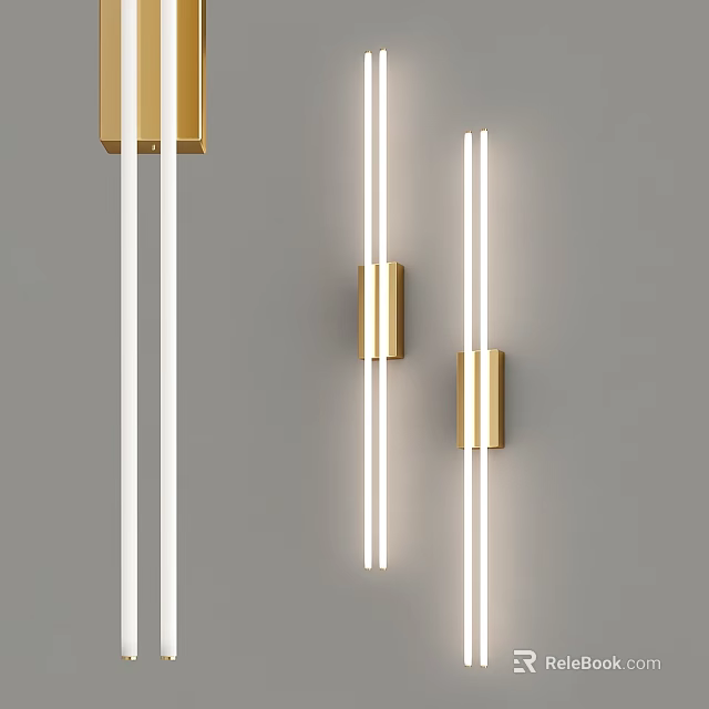 Modern Golden Wall Lights With Sleek Lines For Indoor Decor Design 3d model