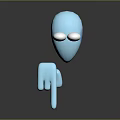 Playful Blue Cartoon Frog Creature With Big Eyes And Finger Shaped Character
