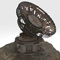 Heavy Duty Industrial Equipment Large Metal Dish with Steel Frame and Stable Base on Rock
