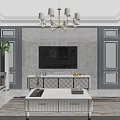 Modern Open Dining And Living Room Interior With Chandelier Table Chairs And Marble Floor
