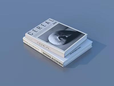 Stacked Books Magazines With CEREAL Cover Featuring Shell Design And Minimalist Style 3d model