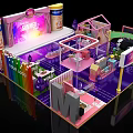 Colorful Summer Themed Exhibition Booth Design With Pink Purple Decor And Rainbow Elements