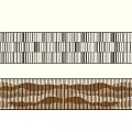 Feature Wall with Black White Vertical Stripes and Brown Wavy Patterns Design 3d model